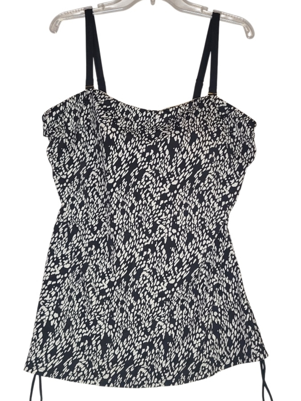 Swimsuits For All Tankini Top Size 20 NWT Black White Print Side Ties